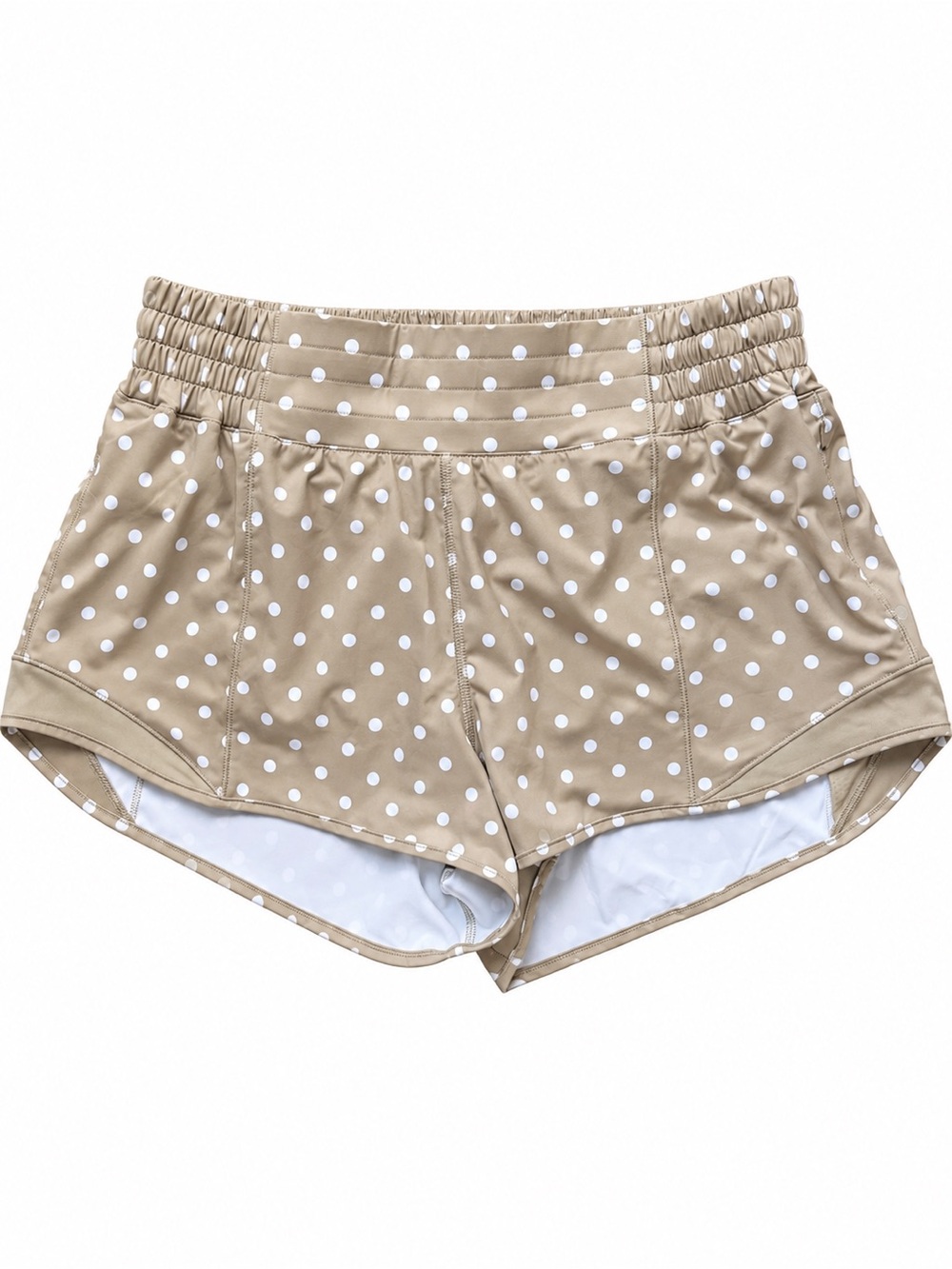 Lululemon Hotty Hot High-Rise Lined
Shorts 2.5 Simple Polka White Sheer Oak 8